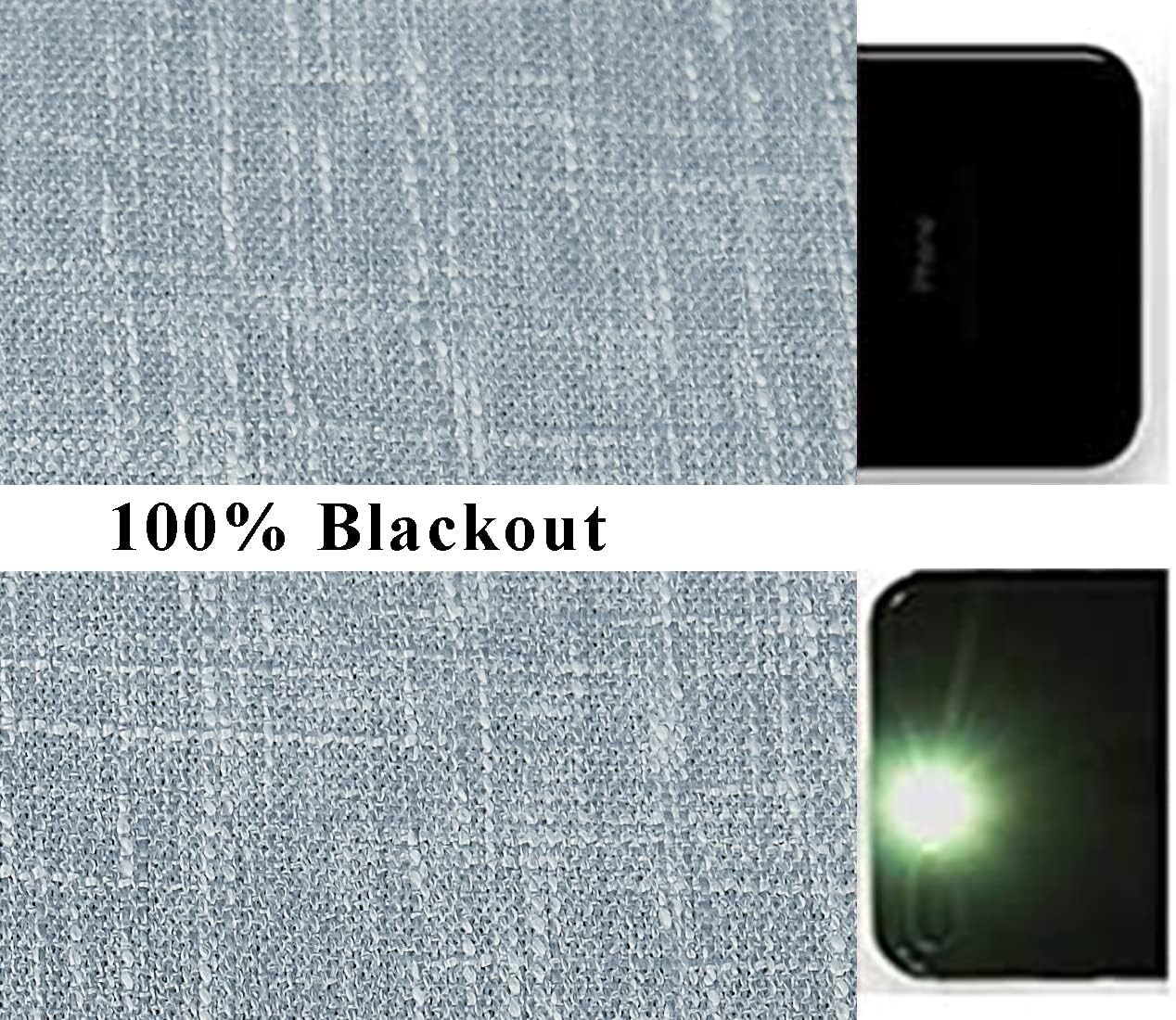 Blue Solid Full Blackout Curtain Heavy Linen Texture Window Treatment for Bedroo