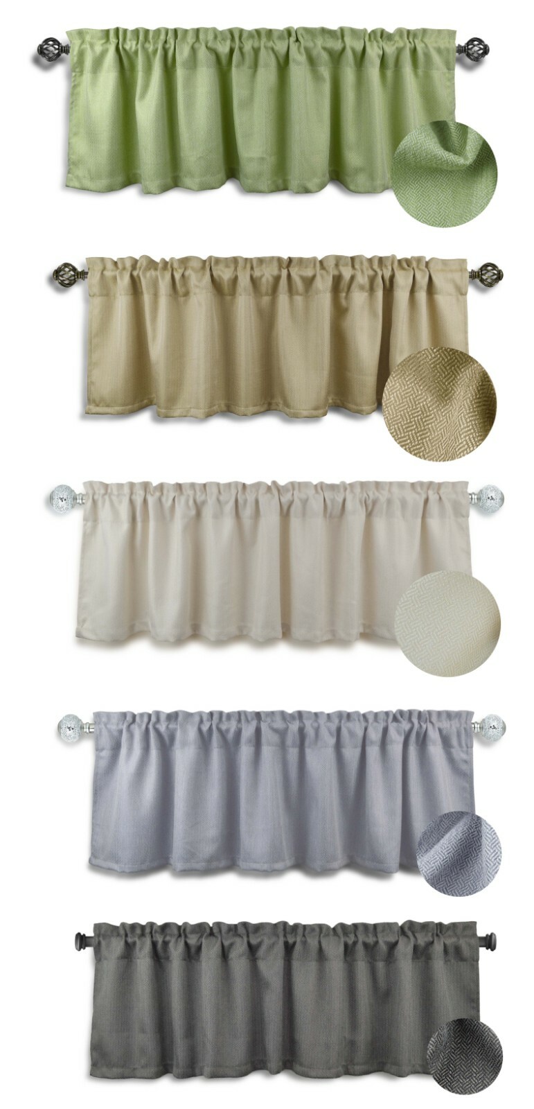 Aiking Home 2-Panels Brushed Rod Pocket Window Valances, 56″W x 16″L each panel
