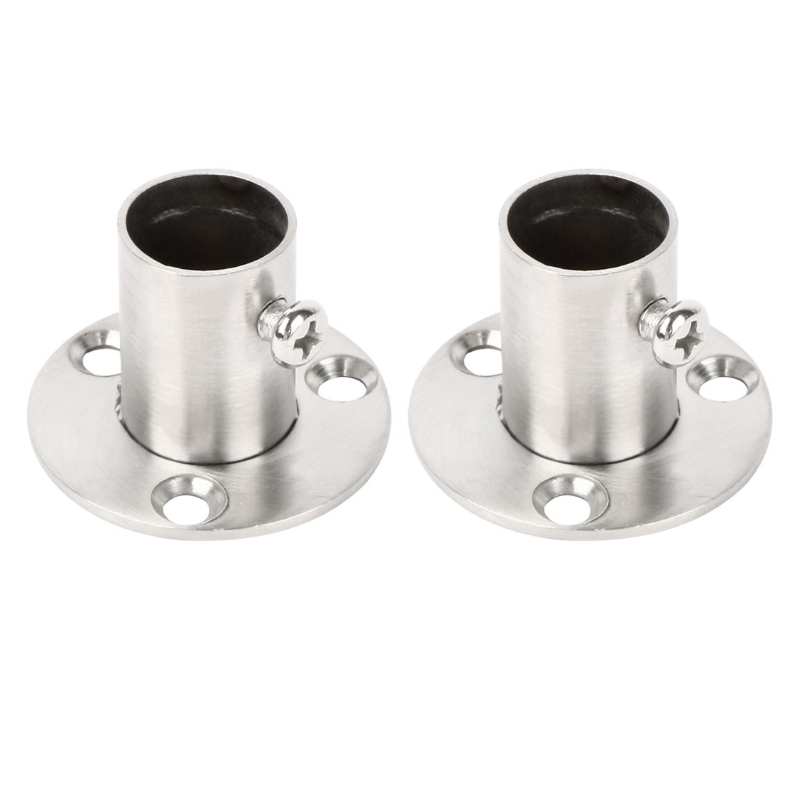 Stainless Steel Cabinet Closet Rod Bracket Holder Flange Socket 16mm Dia 2pack