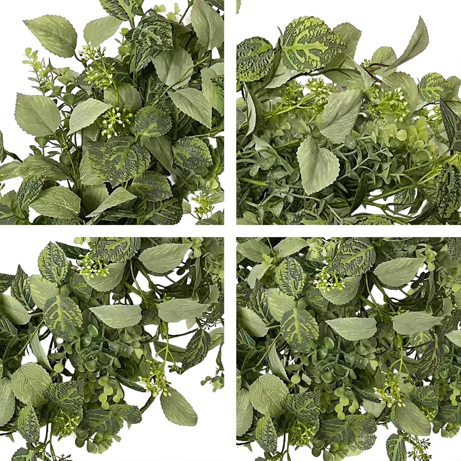 wwmira 22 Inch Textured Eucalyptus Leaves Wreath, Realistic Spring Green