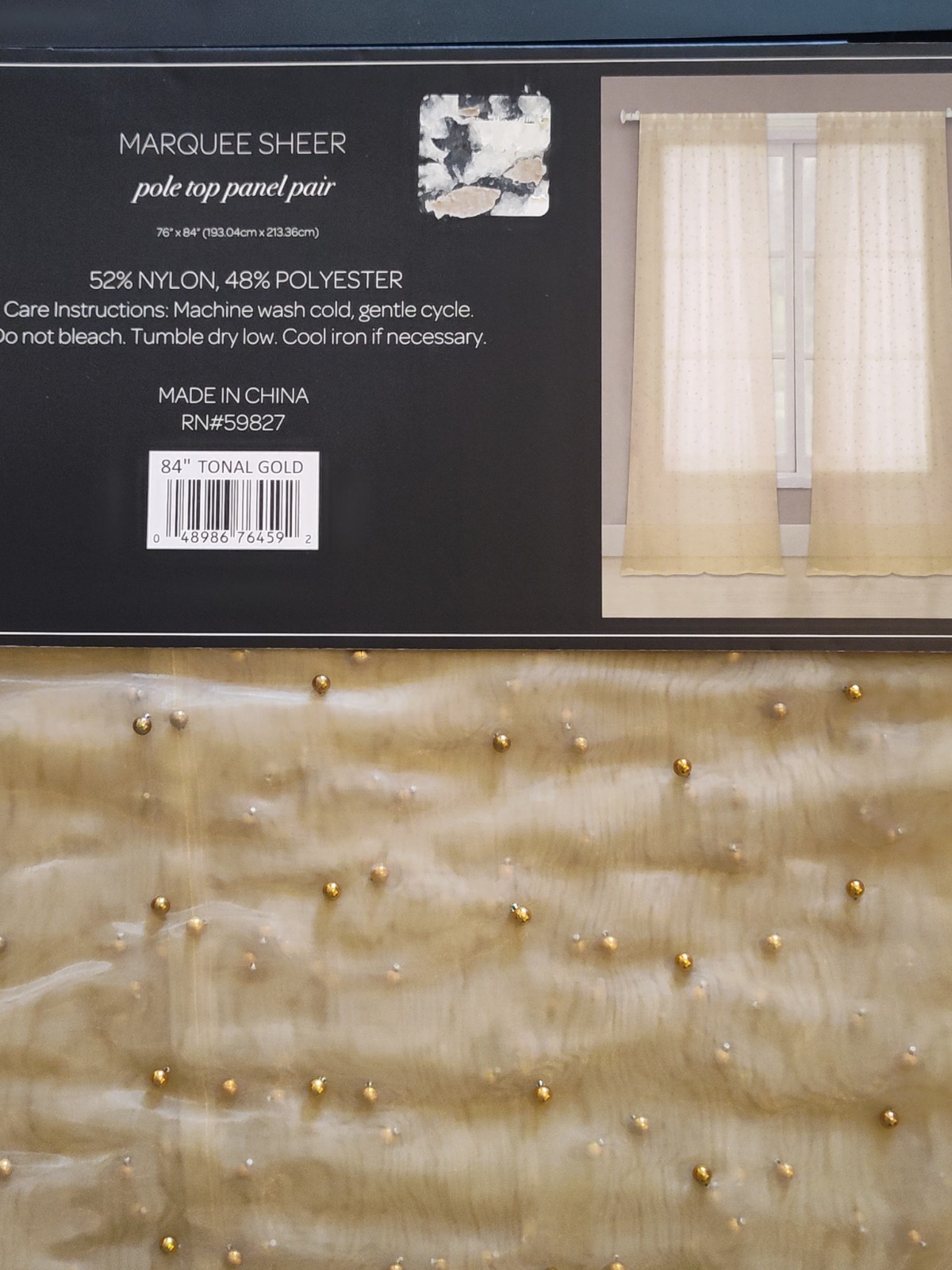4pn New Tonal Gold Beaded Sheers Drapes Laura Ashley/ Waltham Marquee 76×84″