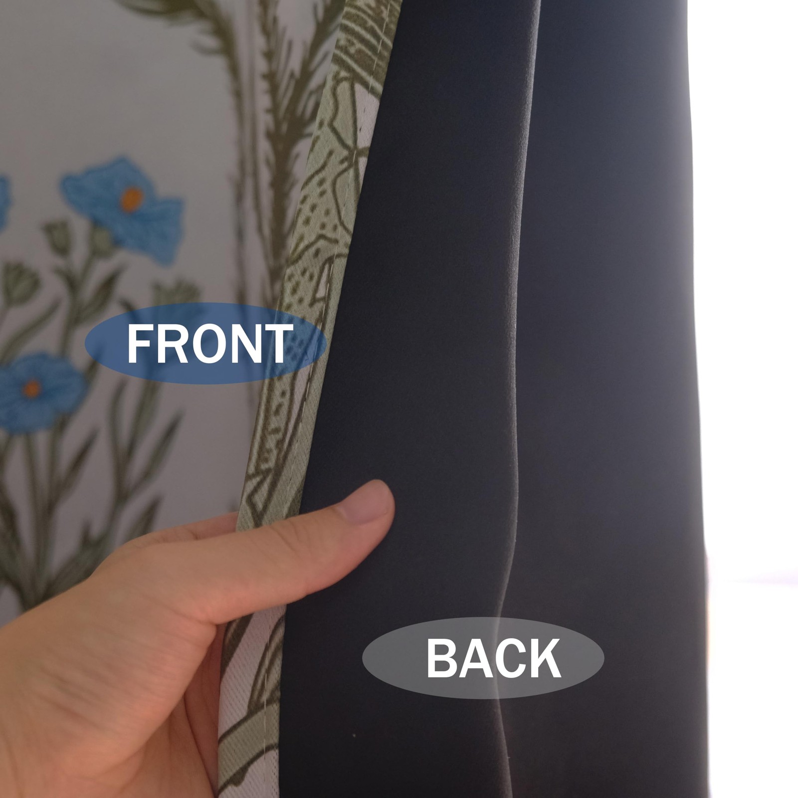 Botanical 100% Blackout Curtains 2 Panels 52Wx63L Inch Sage Green