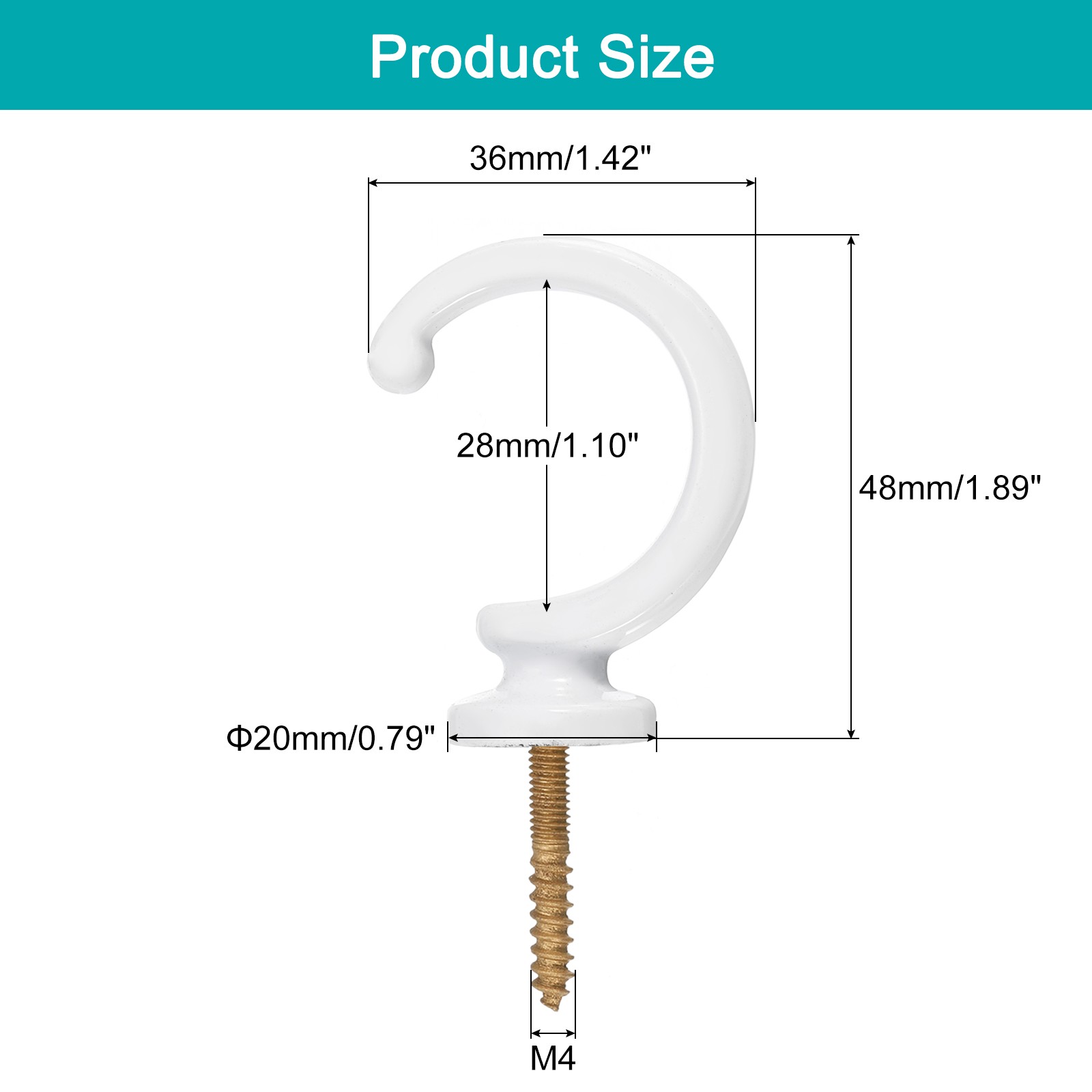 4Pcs White Aluminum Alloy Wall Mounted Curtain Holdback Drapery Hooks