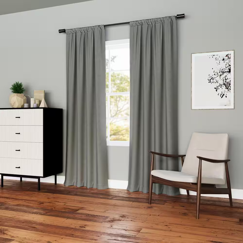 Kinnear Textured Gray Polyester 40 In. W X 84 In. L Rod Pocket Blackout Curtain