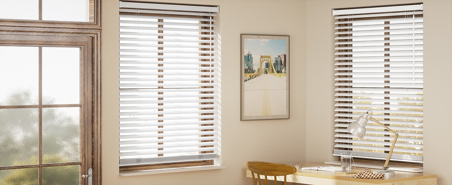 Window Blinds, 2” Cordless Blind for Indoor Windows, 35″ W X 64″ H Mini