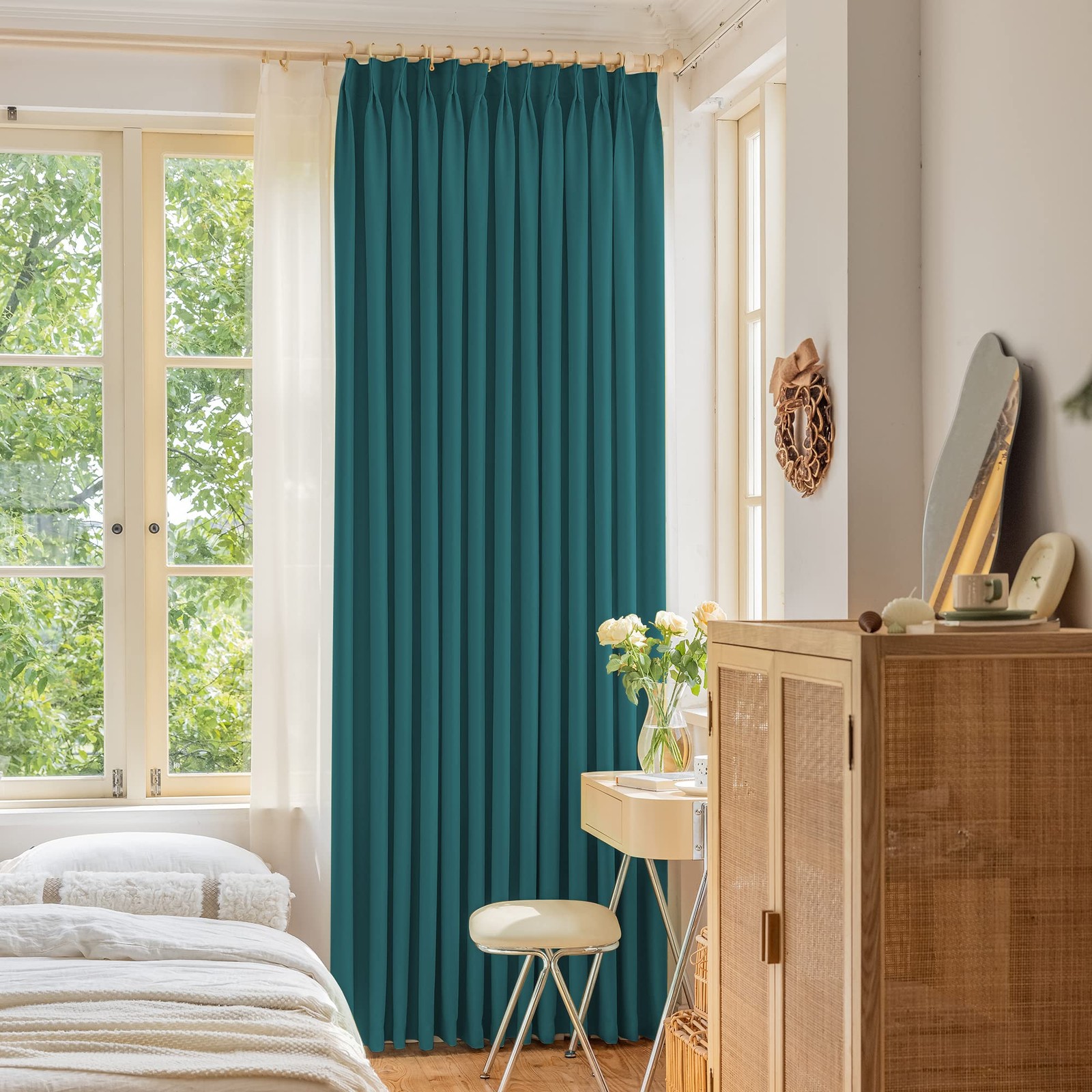 Oyring Blackout Pinch Pleat Curtain 72W X 96L Window Treatment Indoor Outdoor