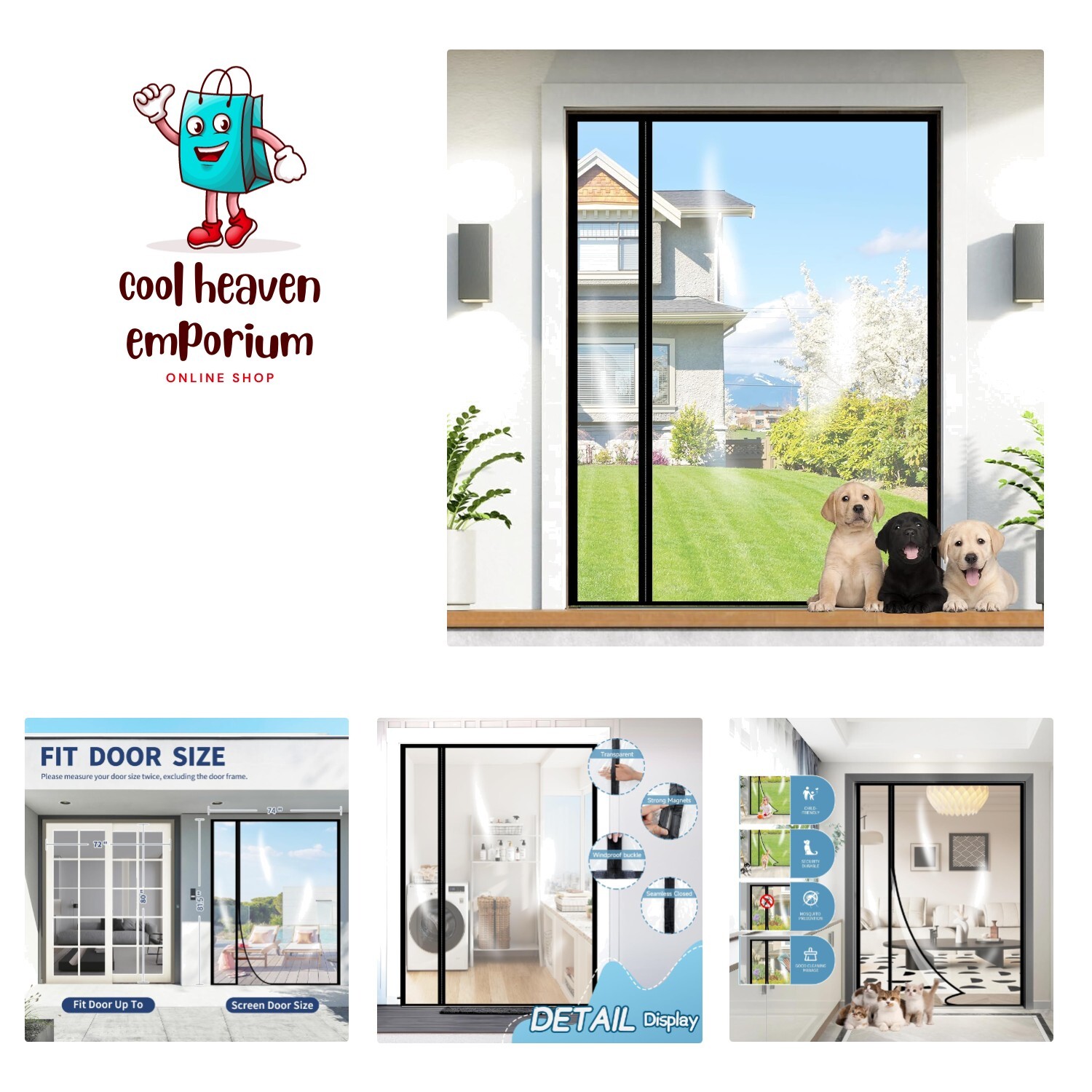 Transparent Insulated Door CurtainS, Reversible Left or Right Side Opening In…