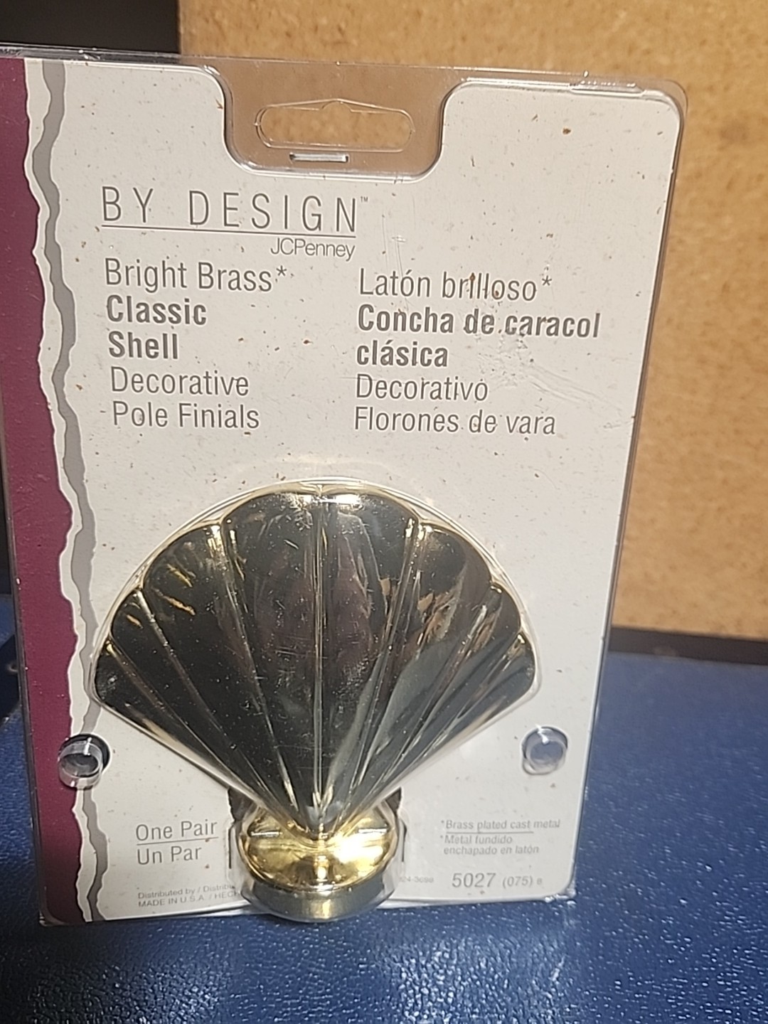Set Of 2Solid Heavy Bright Brass Metal Shell Curtain Tie Backs / Bathroom Hanger