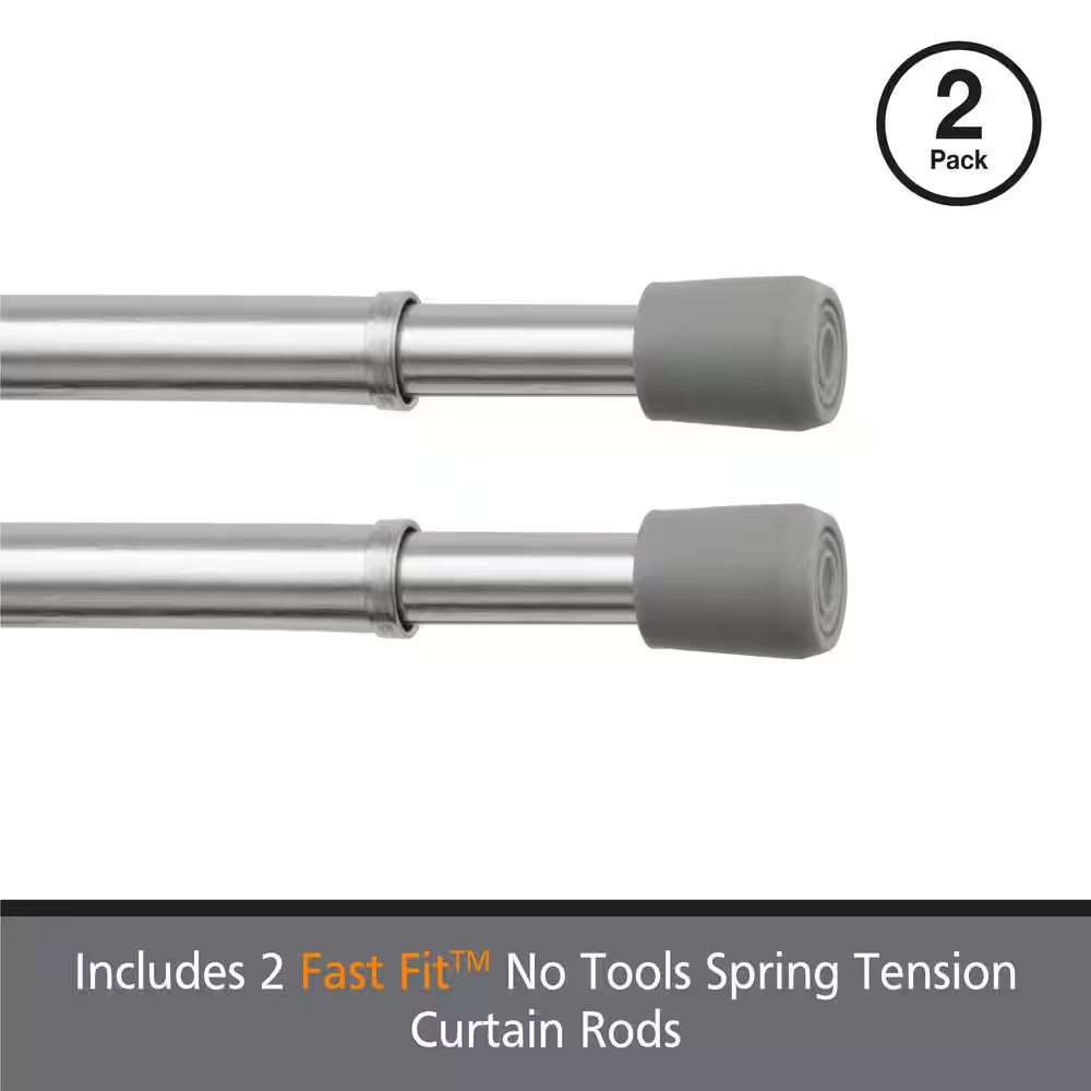 Fast Fit No Tools 28 In. – 48 In. Adjustable Spring Tension Curtain Rod, 7/16 In