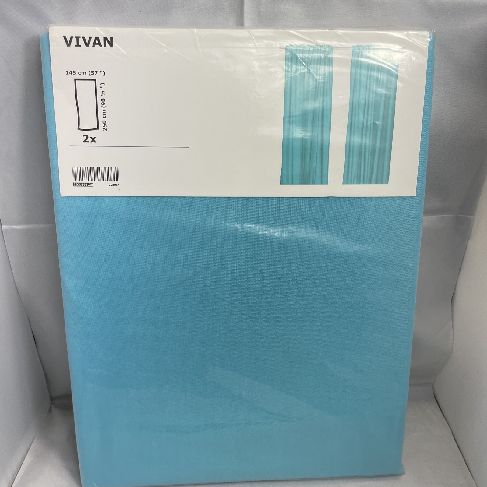 6 Pairs: IKEA Curtain VIVAN Solid Blue Sheer Turquoise 57×98 ½ Panel (Open Box)