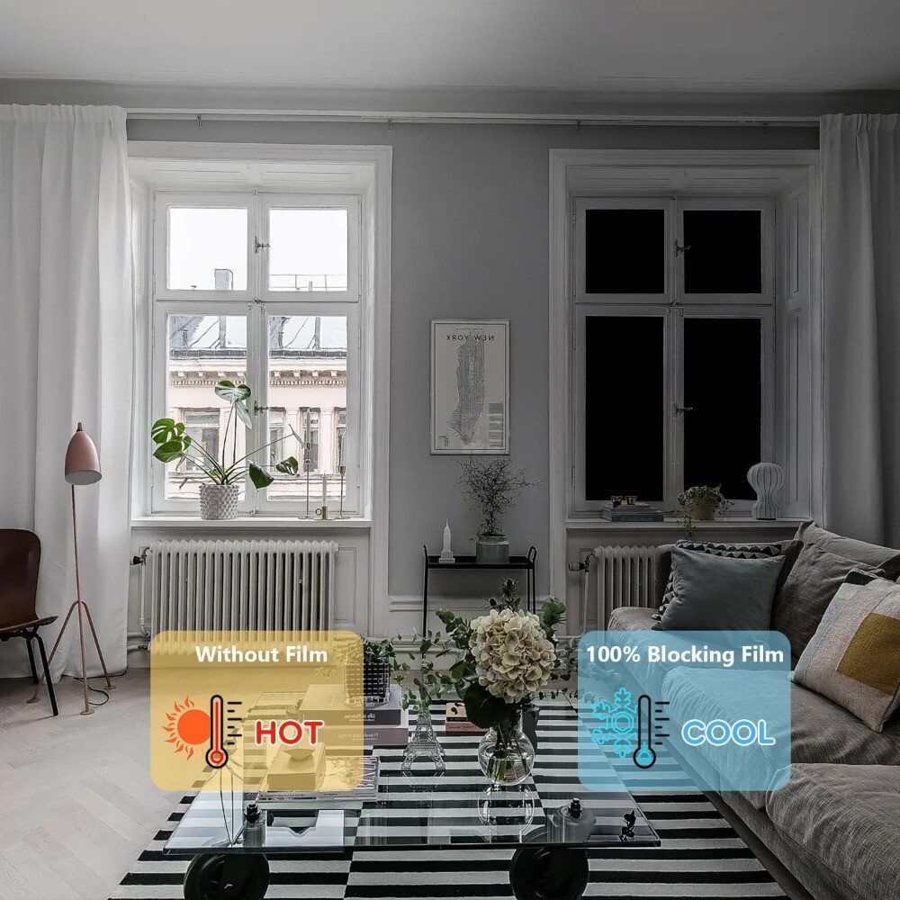 rabbitgoo Privacy Window Film Heat Control Sun Blocking Anti UV Glass Sticker