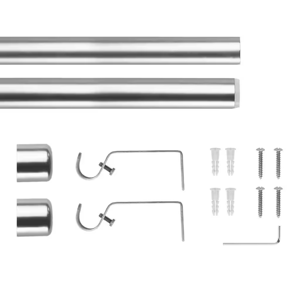 24 In. – 48 In. Telescoping 3/4 In. Single Curtain Rod in Ellis Satin Nickel