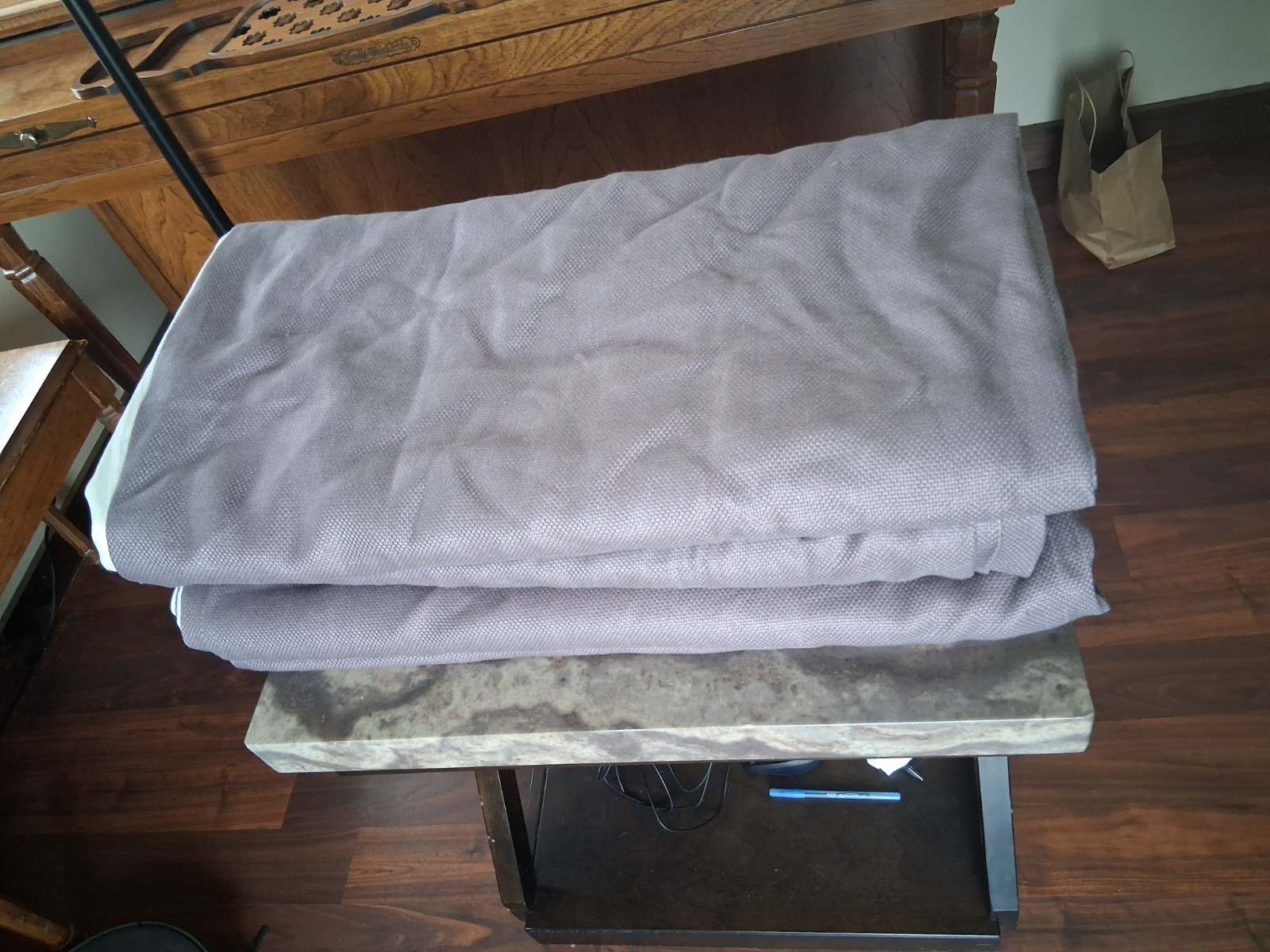 Restoration Hardware 50W X 96L MAUVE Linen Heavy Basket Weave Drapes. Set of 2