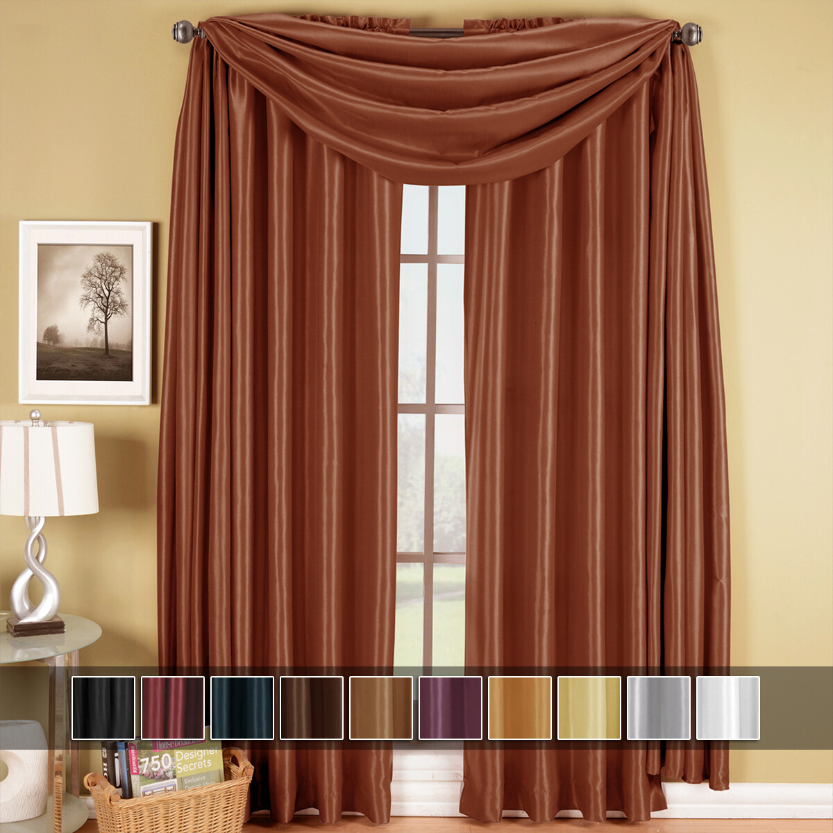 Soho Rod Pocket Panels or Scarf valance Window Treatment (Single)