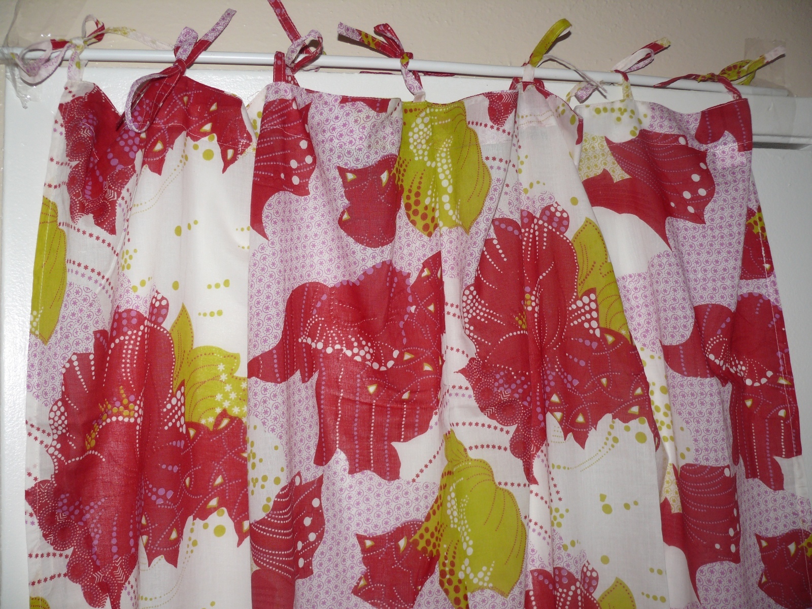 Karma Living curtain red white multi panel 44″ x 88″ fair trade