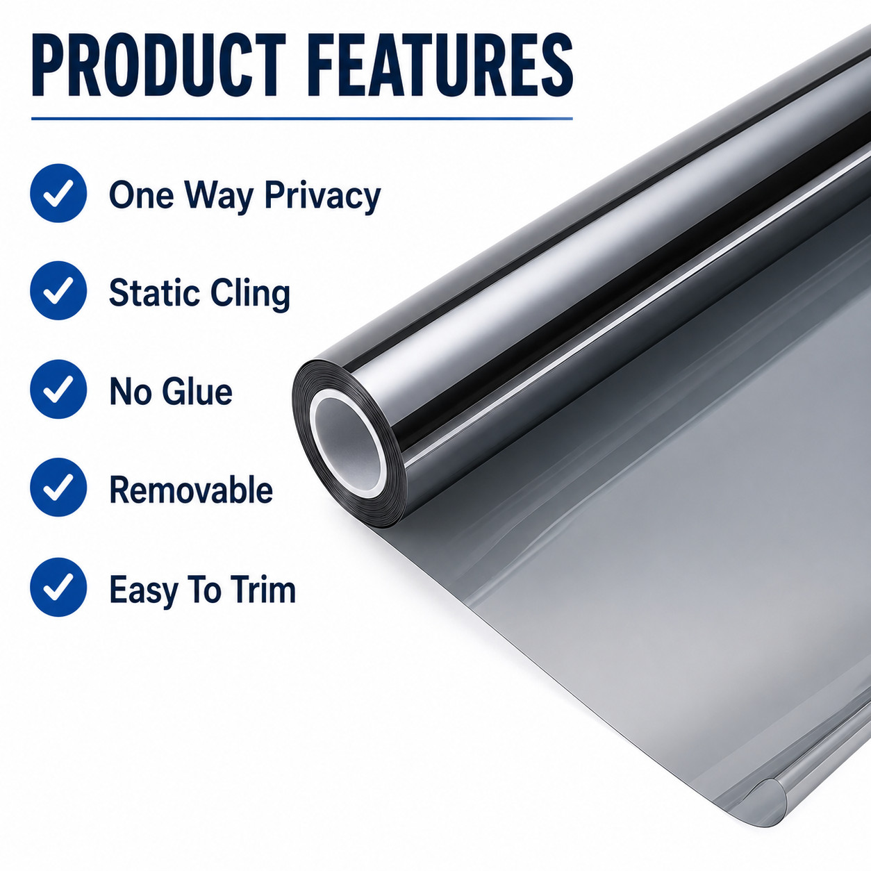 One Way Window Privacy Film See Out Not In Anti UV Heat Control 23.6″ x 9.84FT
