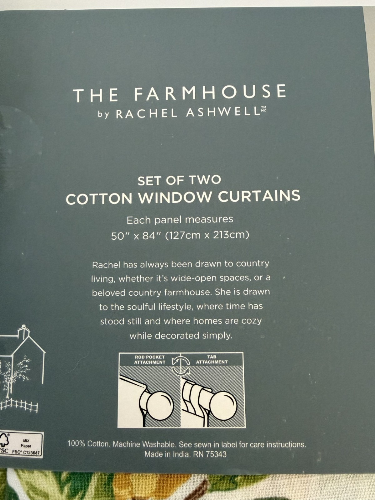 New Rachel Aswell The Farmhouse Lemon Tree Birds Drapes 50″ x 84 Set of 4