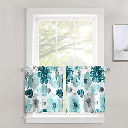 Leah Light Filtering Window Curtain Kitchen Tiers, Pair, 24″ W x 29″ L, Bluey