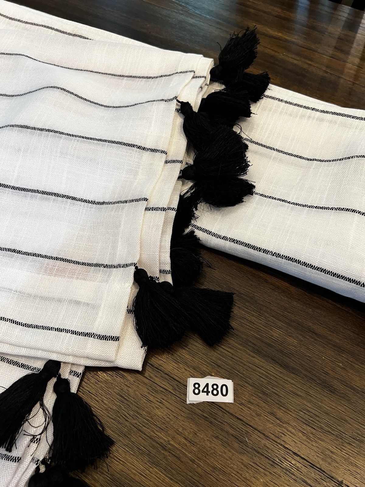 2 Opalhouse 83″H 54″W Curtain Panel Black White Stripe Tassel boho neutral drape