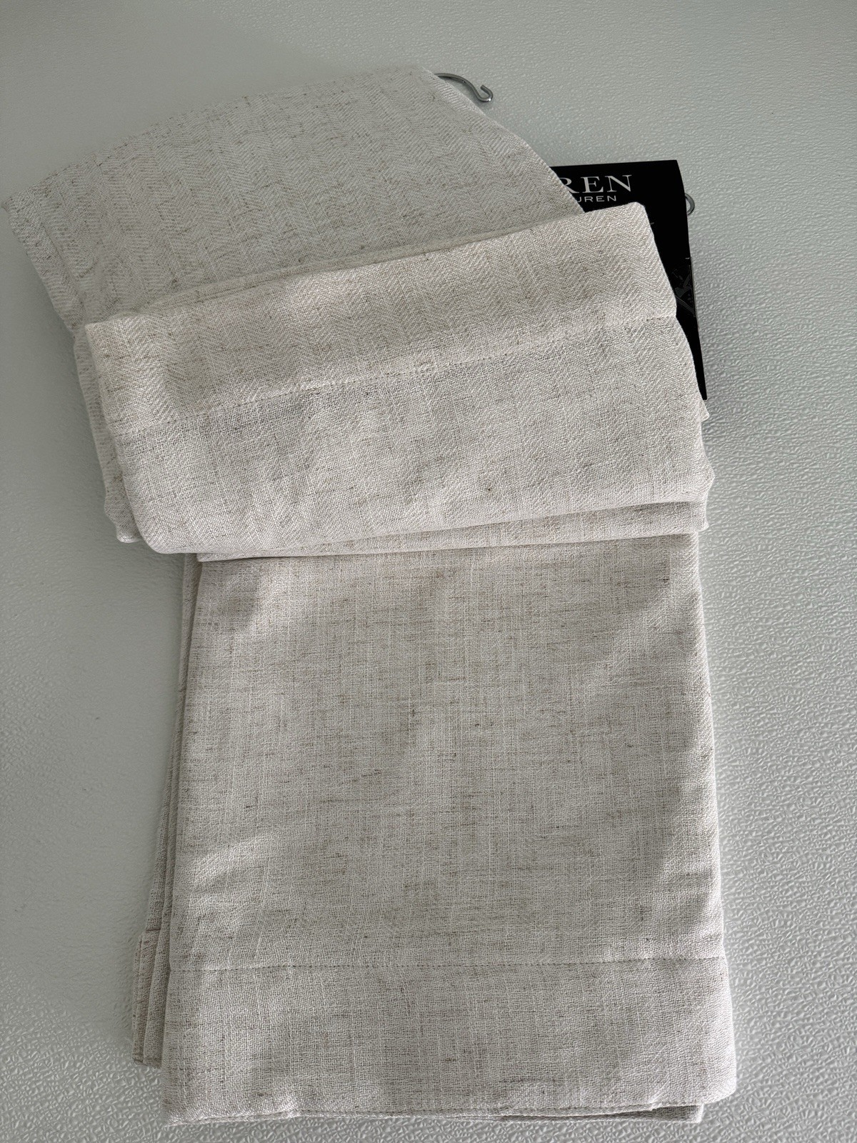 Ralph Lauren Window Curtains Blackout 2 Panel 52 x 108 Linen Natural Herringbone