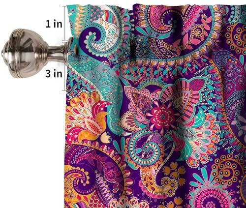 Indian Boho Curtains, Mandala Design Colorful Boho 54x18in（1 Pcs） Style-1