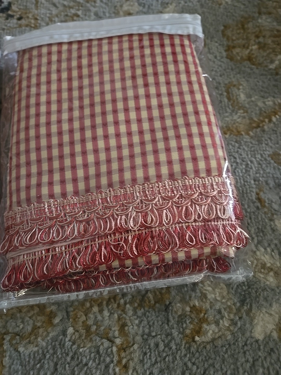 2 Designer Valances By Design View Red Checked Modern Rustic Farmhouse Fringe