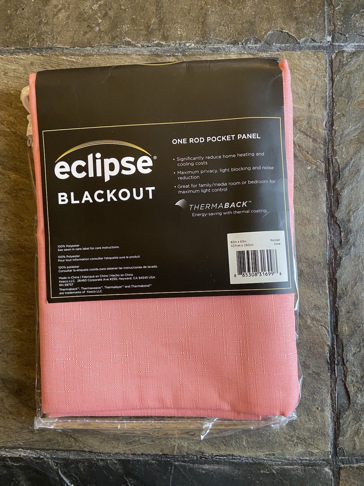 42×63 Single Rod Pocket Panel, By Eclipse, Kendall Coral