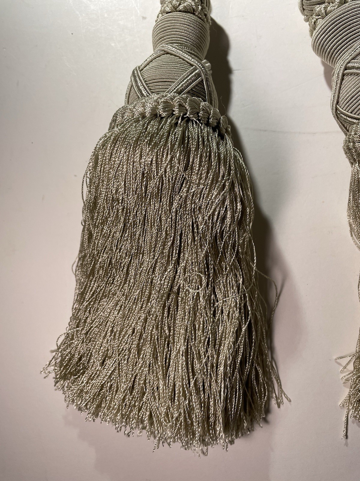 1 Pc. Large Beige Off-white Double Tassel Curtain Drape Tie-back Corded Rope 27″