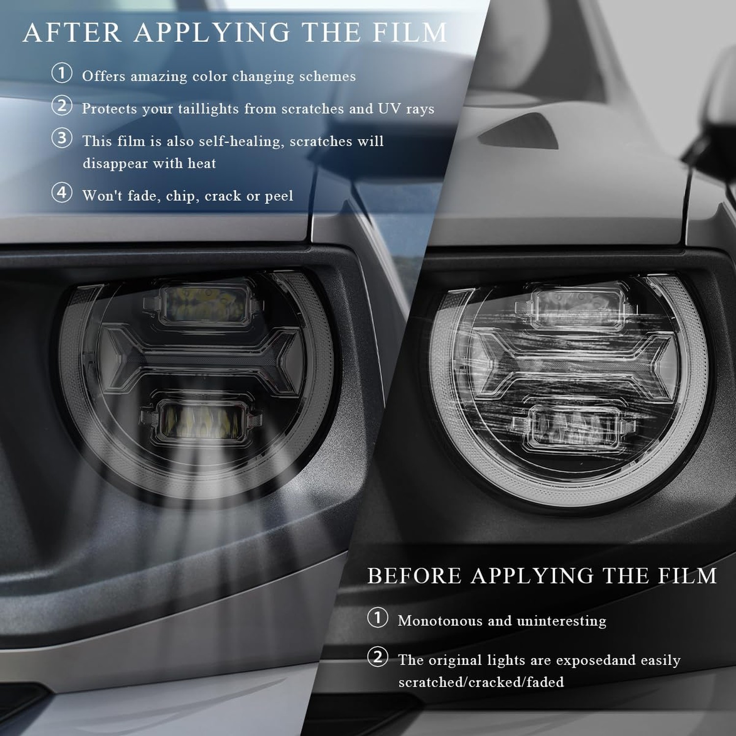 Car Light Tint Film, 11.8″ × 47.2″ Self-Adhesive Auto Light Wrap Film Roll