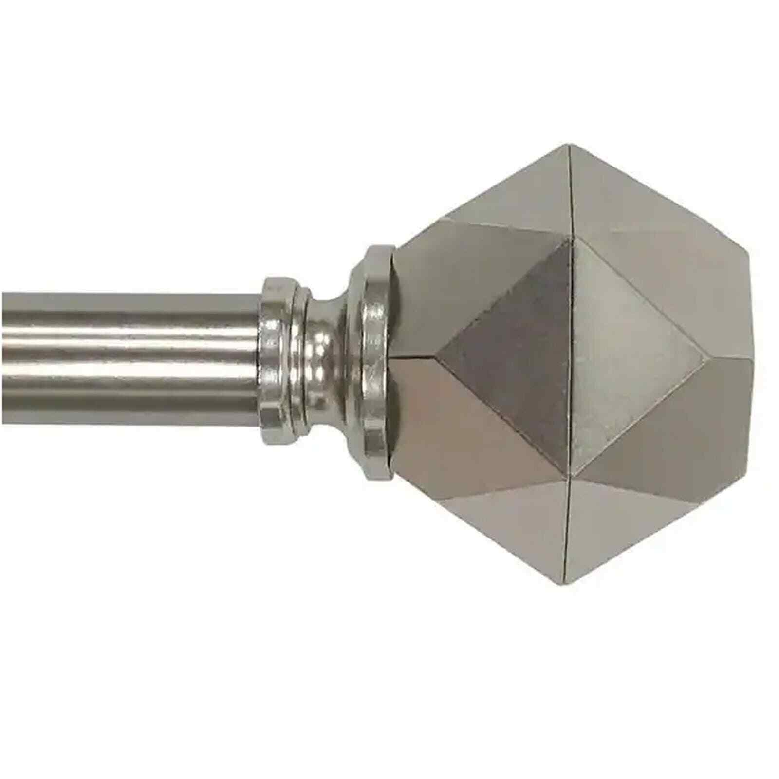 66″ – 120″ 3/4 in. Single Curtain Rod Kit, Brushed Nickel with Geometric Finials