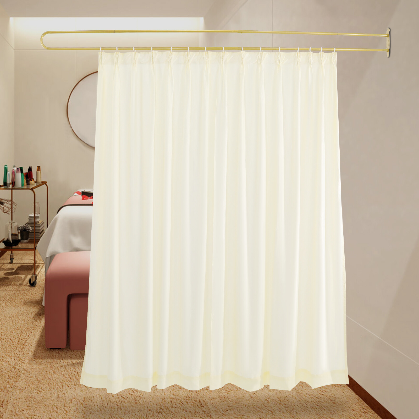 Partition Curtain With U-Shape Tube Privacy Partition Curtain Room Divider