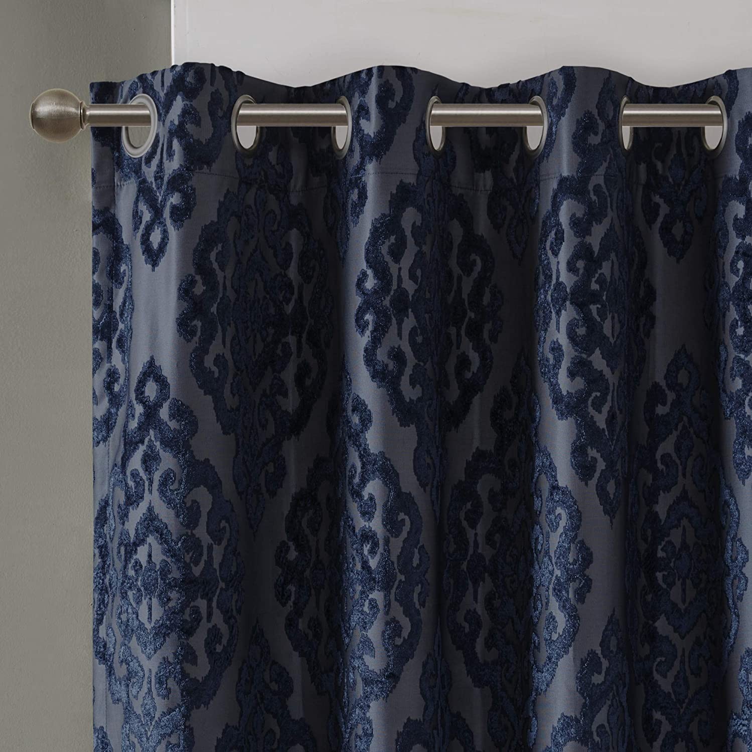 Mirage 100% Total Blackout Single Window Curtain, Knitted Jacquard Damask Room D