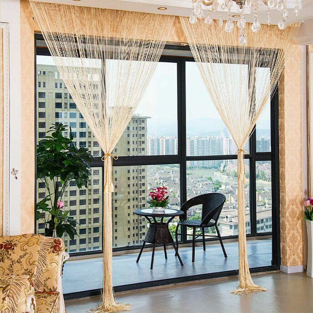 2M Plain String Door Curtain Panel Tassel Room Divider Fringe Window Hang 2021