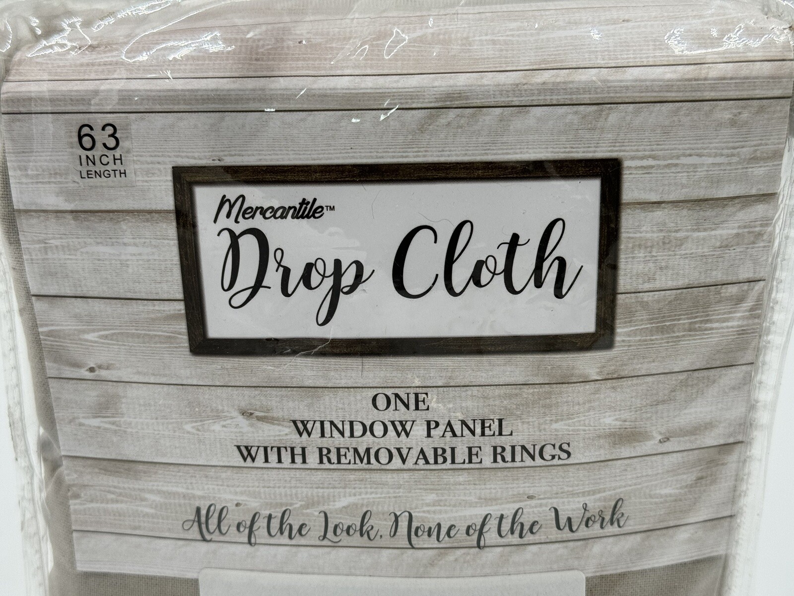 Beige Window Curtain Panel Valance Removable Rings Mecantile Drop Cloth 63″