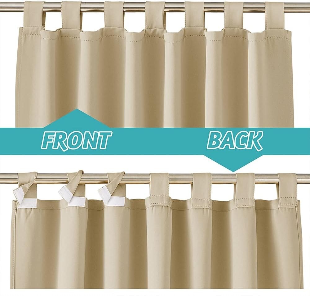 Elegant Detachable Tab Top Outdoor Curtains – Blackout Privacy in Beige, 52x84in