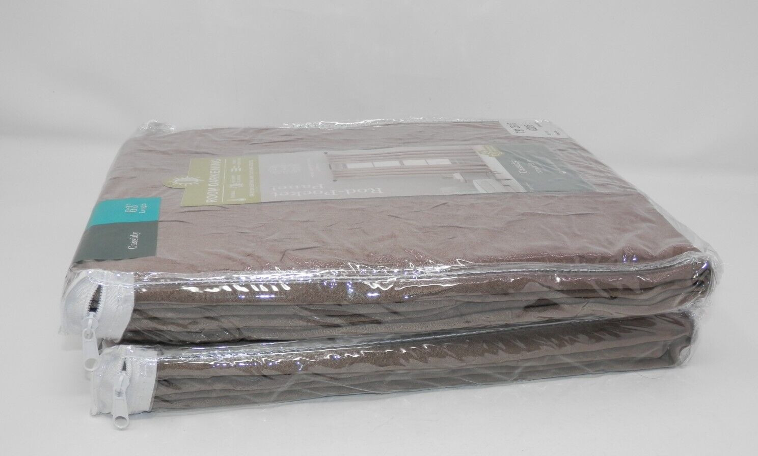 Home Expression Cassidy Curtains 50×63″ Room Darkening Rod Pocket Dark Mocha NEW