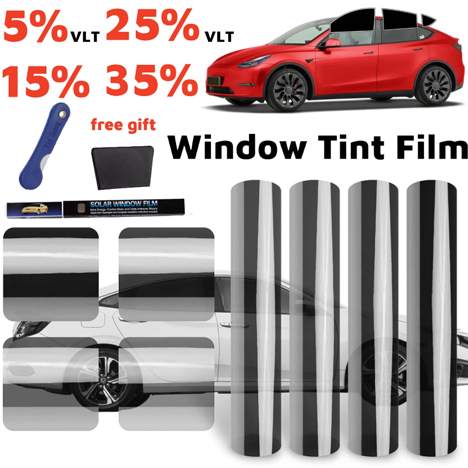5%/15%/25%/35%VLT Uncut Roll Window Tint Film Home Office Glass UV Protecte Film