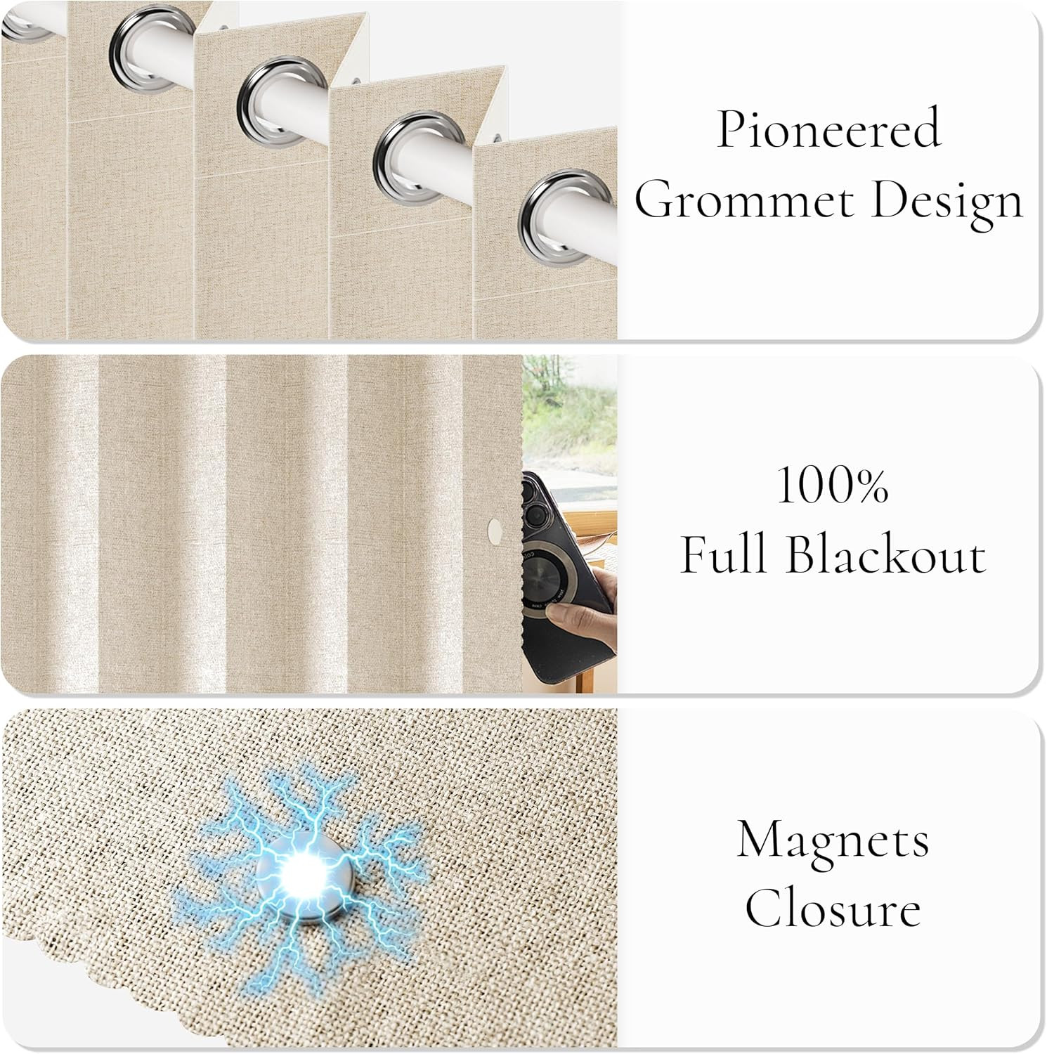 100% Blackout Magnetic Folding Door Curtain, Accordion Style Closet Curtain for