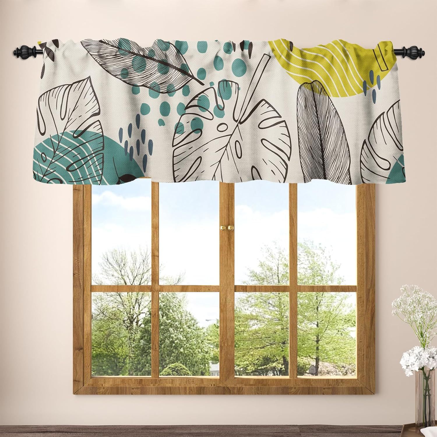 42 X 18 Inch Minimalist Boho Valance Curtains for Bathroom Cafe Dining Room Kitc