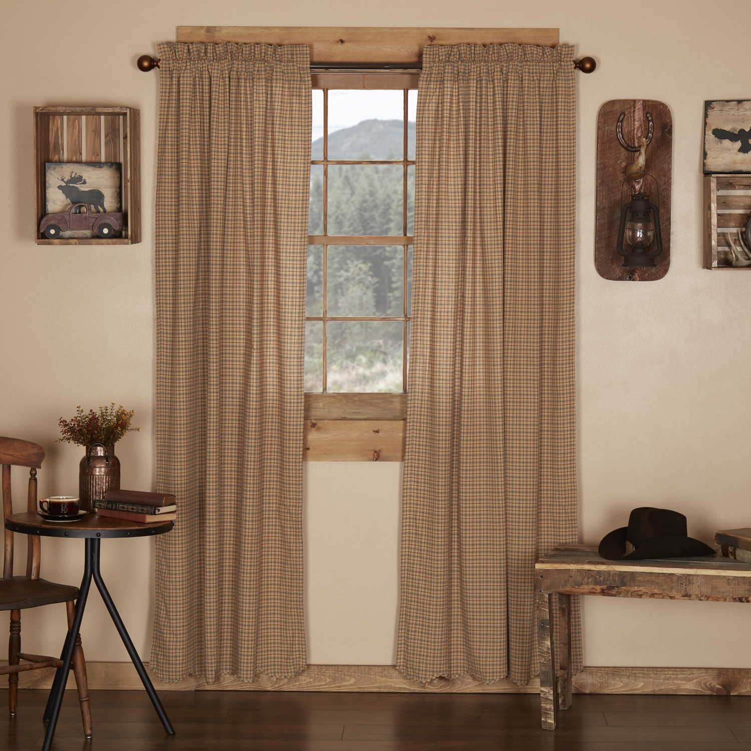 VHC Brands Rustic 84″x40″ Panel Pair Tan Rod Pocket Millsboro Window Curtains