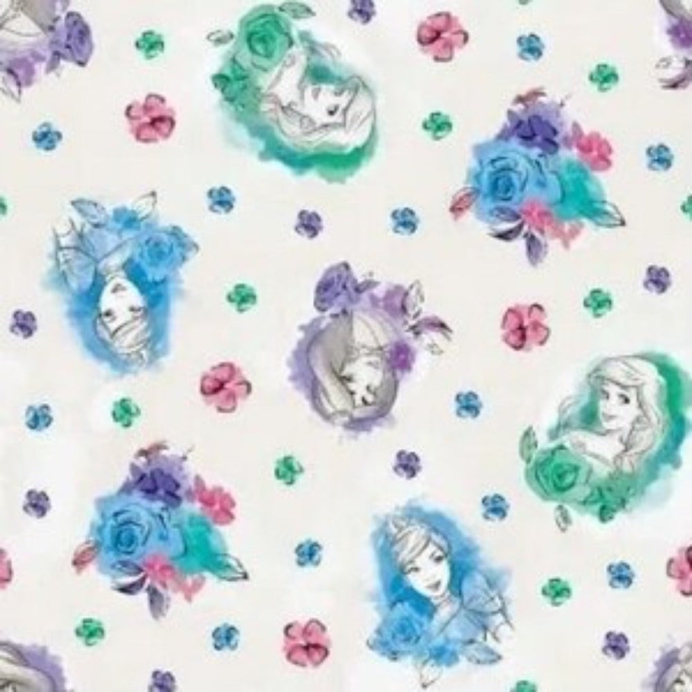 Disney Princesses White Flowers Cotton Curtain