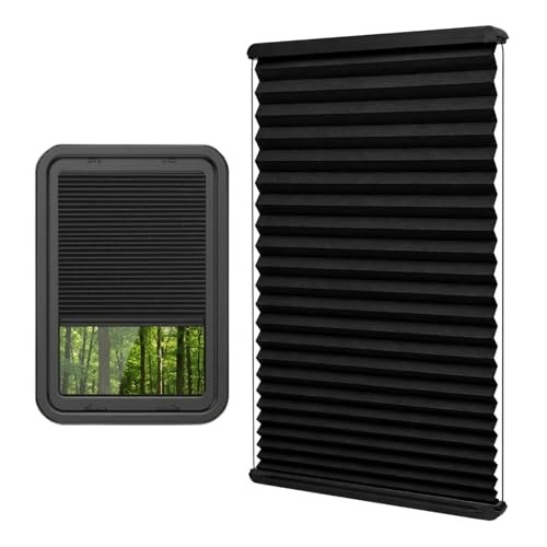 RV Pleated Window Shade Replacement for Lippert Prepped Entry Door, 12″ x 21″,