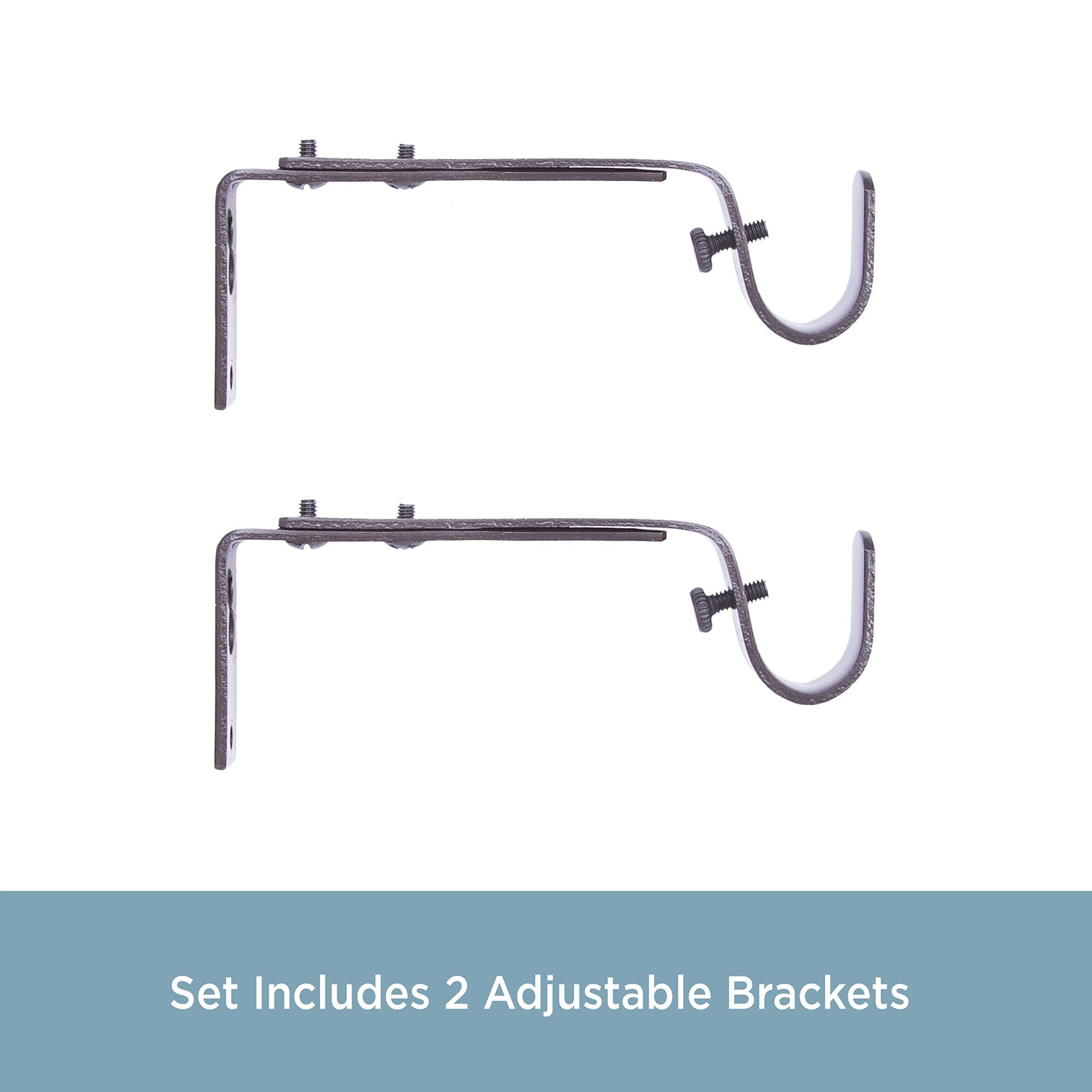 Kenney Adjustable Curtain Rod Brackets, Mocha For 3/4″ Rod,