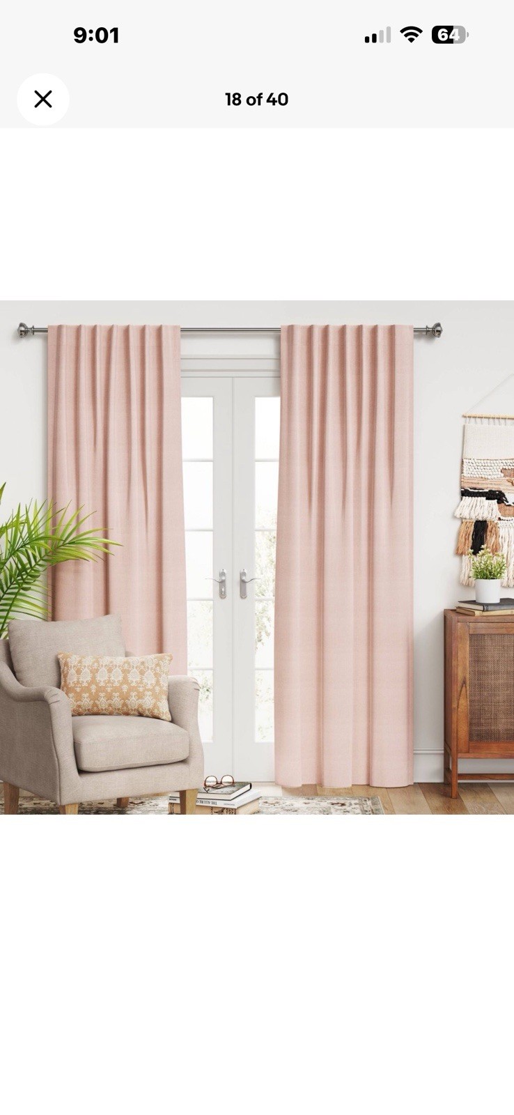 6 Threshold Blackout Curtain Panels 95” x 50” Blush Pink Voile Overlay