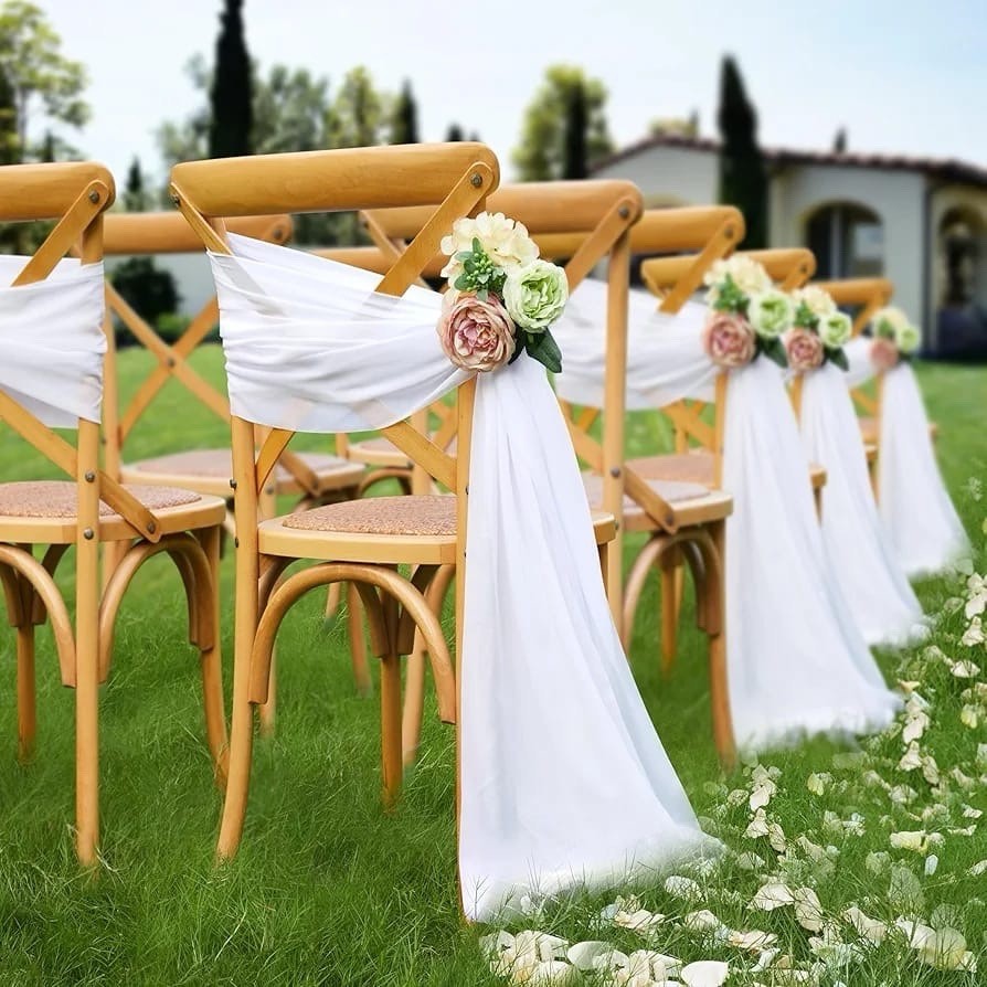 White Chiffon Wedding Arch Draping Fabric 30”x20ft Sheer Backdrop Curtain