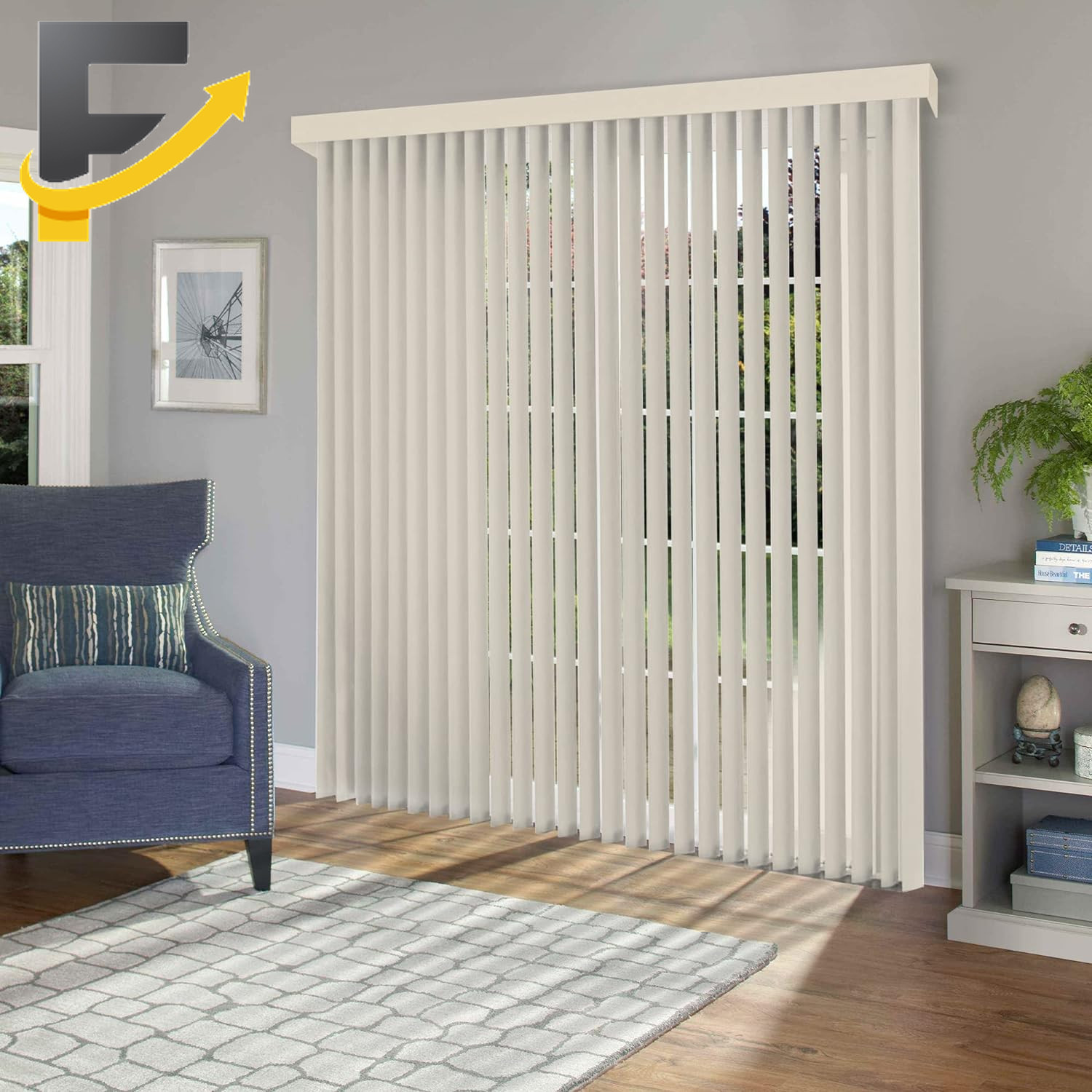 Vertical Blinds Door Window Blackout Shade Sliding Oxford Alabaster 78″W X 84″H