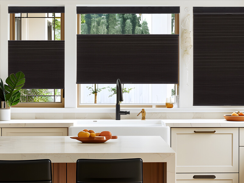 No Tool Screw Install Top Down Bottom Up Blackout Black Cellular Blind Honeycomb