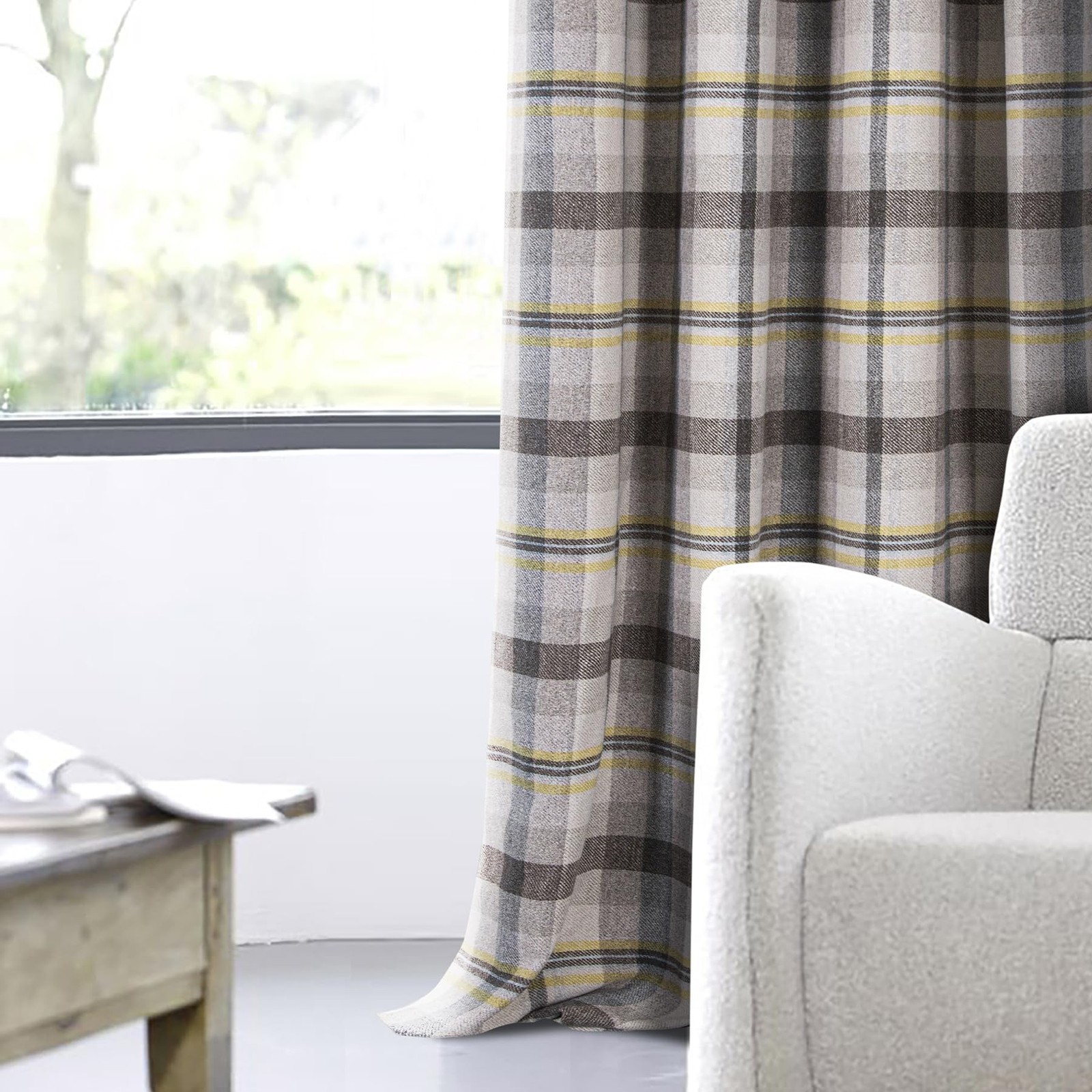 always4u Woolen Check Curtains 100% Blackout Highland Tartan Curtain Living