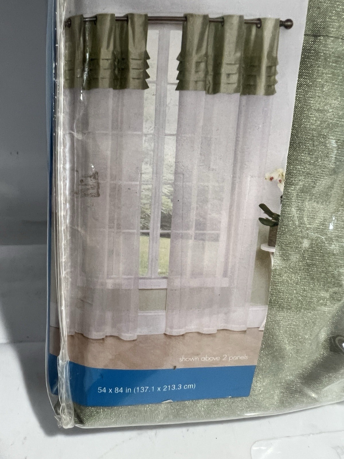 Essential Home Pieced Panel Fantasy Window Curtain Set – Sage 54×84″