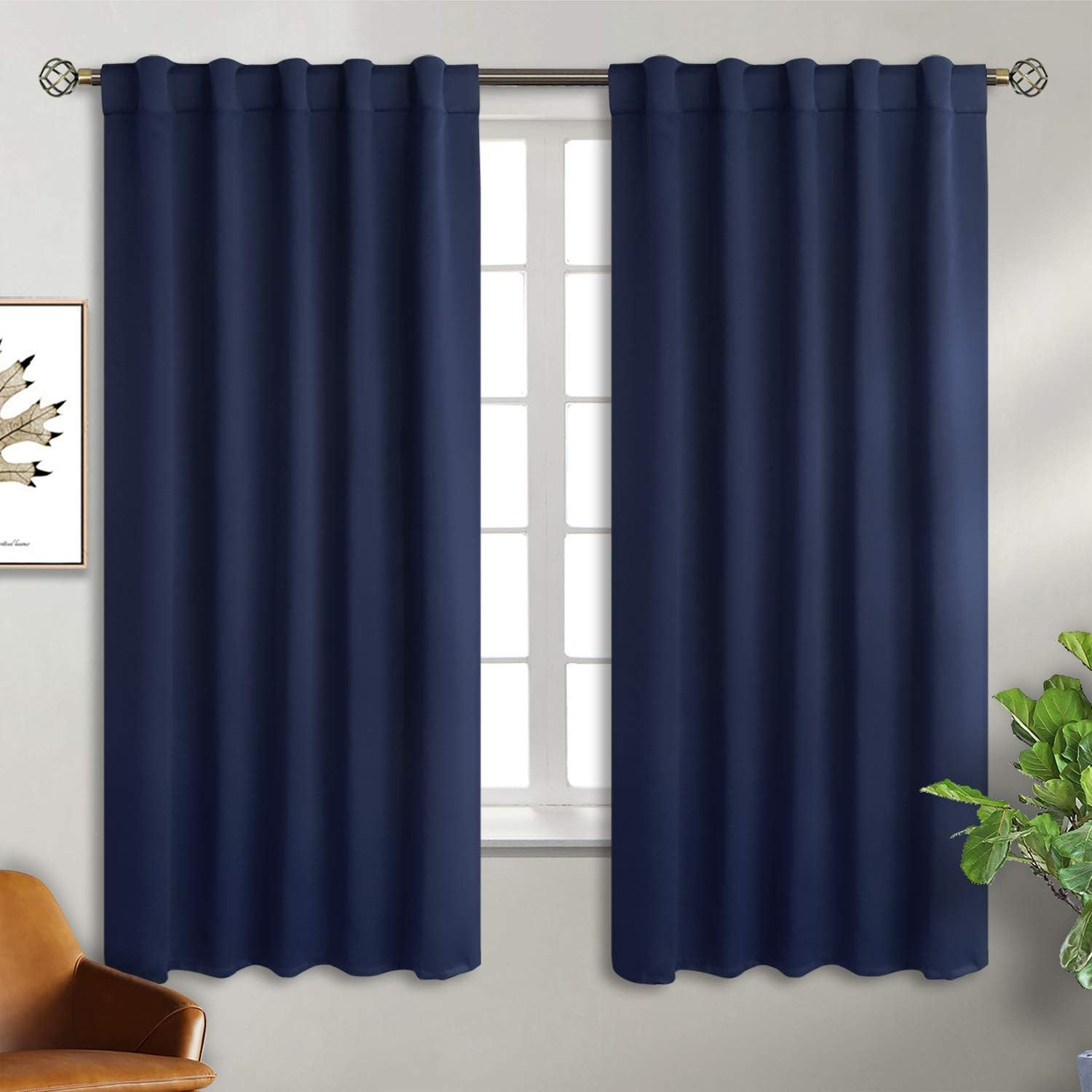 Rod Pocket and Back Tab Blackout Curtains for Bedroom – Thermal Insulated Room D
